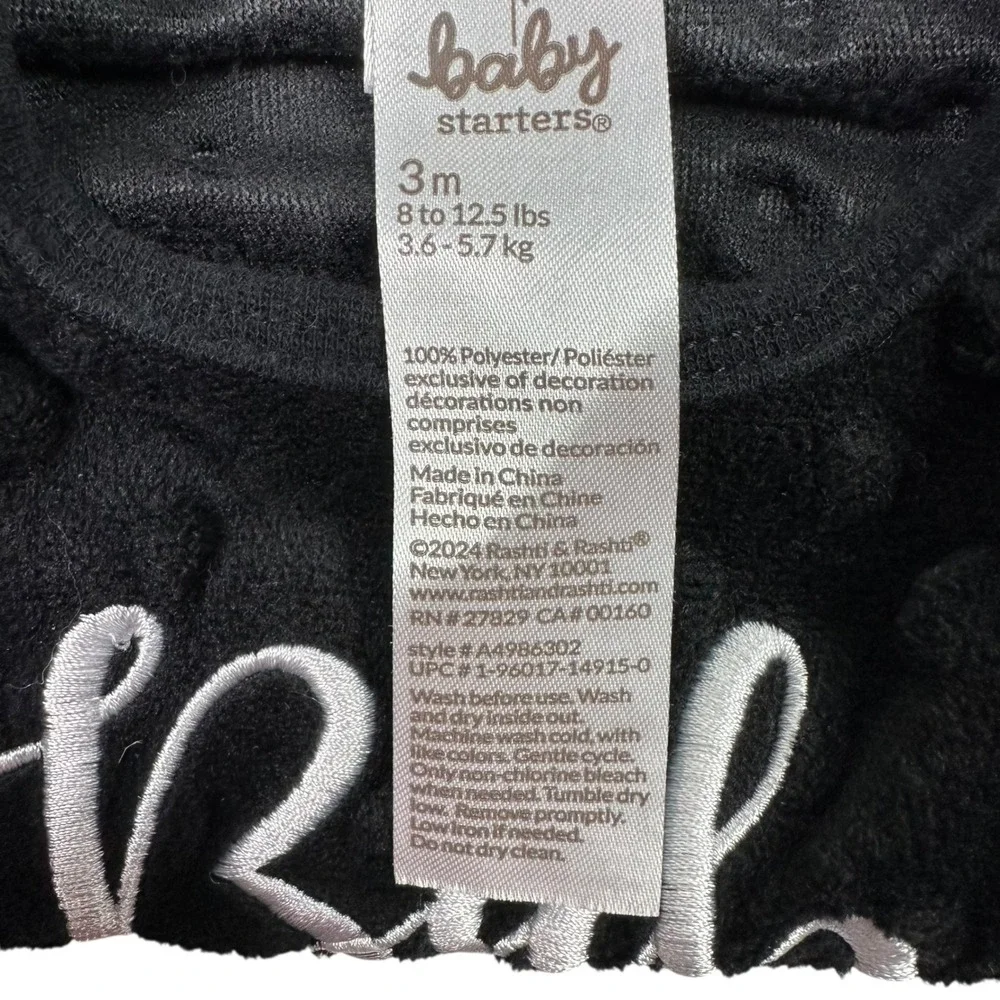 Baby Starters Sleeper 3M Black Baby of the Year Popcorn Fleece New Year Outfit